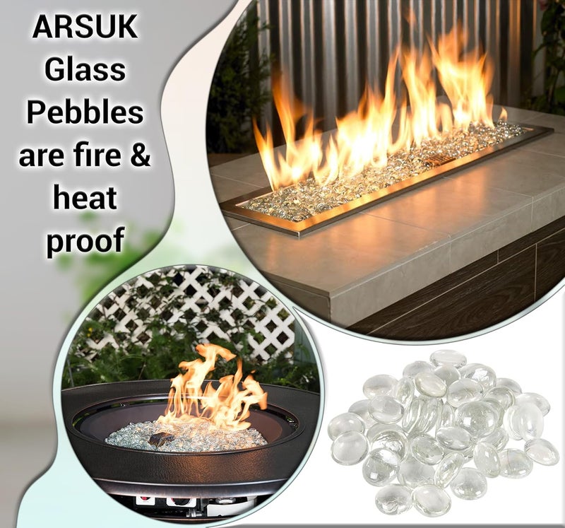 ARSUK Flat Glass Marbles, (2 LBS) Clear Beads Glass Pebbles Vase Fillers Decorative stones, Gems, Floral Fish Tank Rocks, Table Scatter, Crafts, Aquarium, Centerpieces Wedding Décor, (200pcs,0.7–0.8") - Image 5